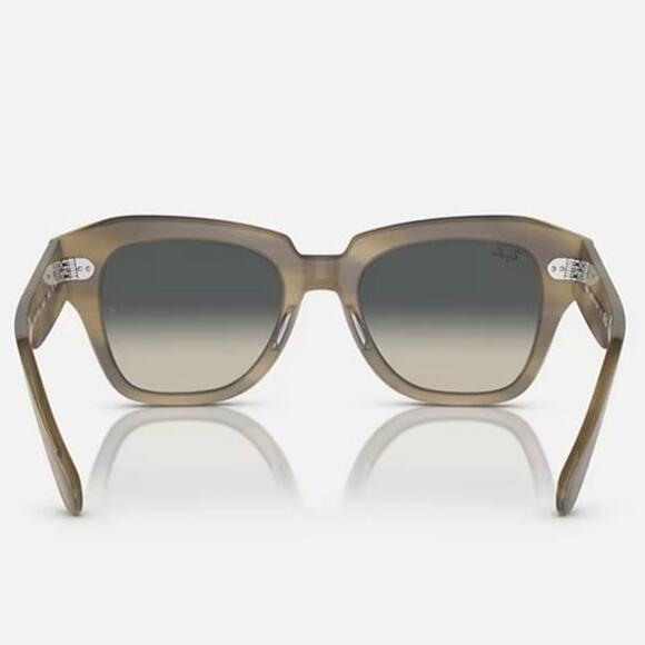 NEW Ray-Ban State Street Square Acetate Sunglasses Polished Striped Green Grey main image 9